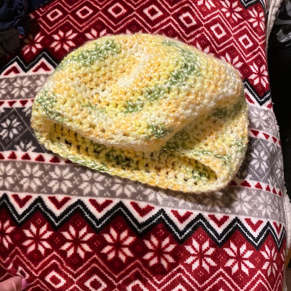 Yellow handmade beanie